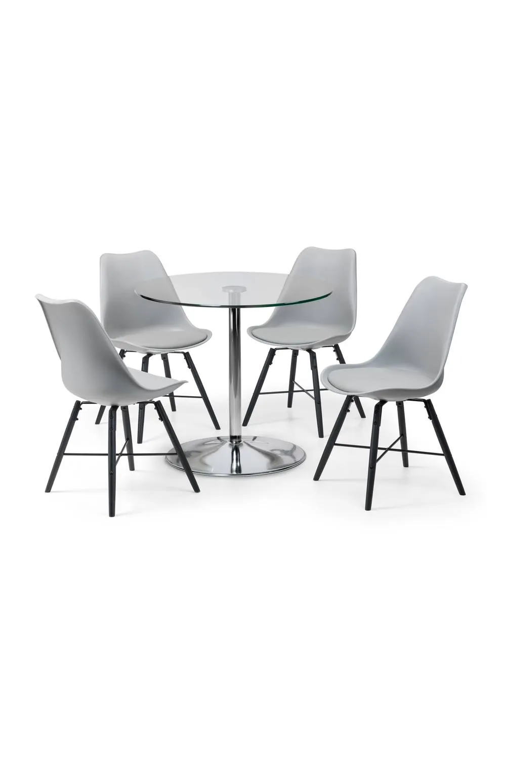 Julian Bowen Kudos Round Glass Top Pedestal 4 Seater Dining Table in Silver 4