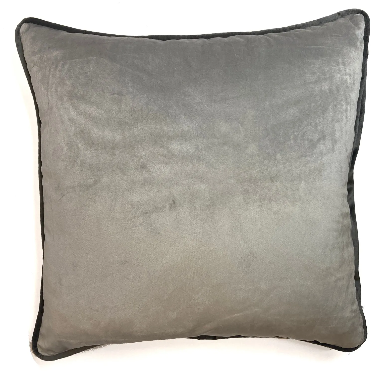 Rapport Home Piped Velvet Polyester Cushion Cover in Charcoal 1