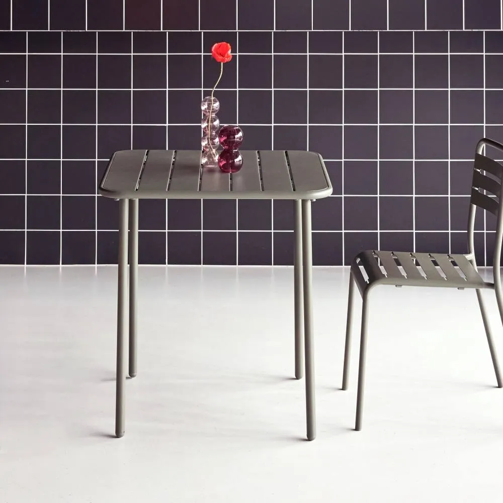 sweeek 2-seater Square Steel Garden Table in Khaki 3