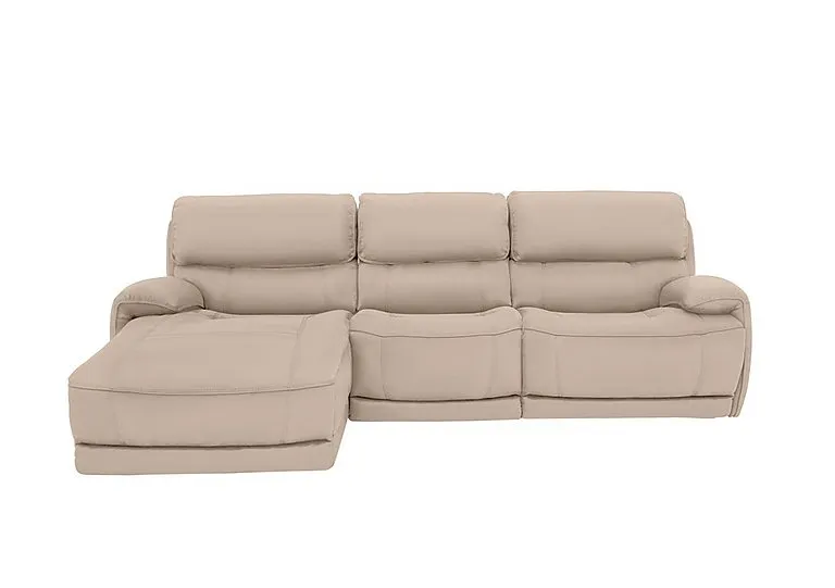 Link Leather Power Recliner Left Hand Facing Corner Chaise Sofa with Power Headrests - BV Pebble