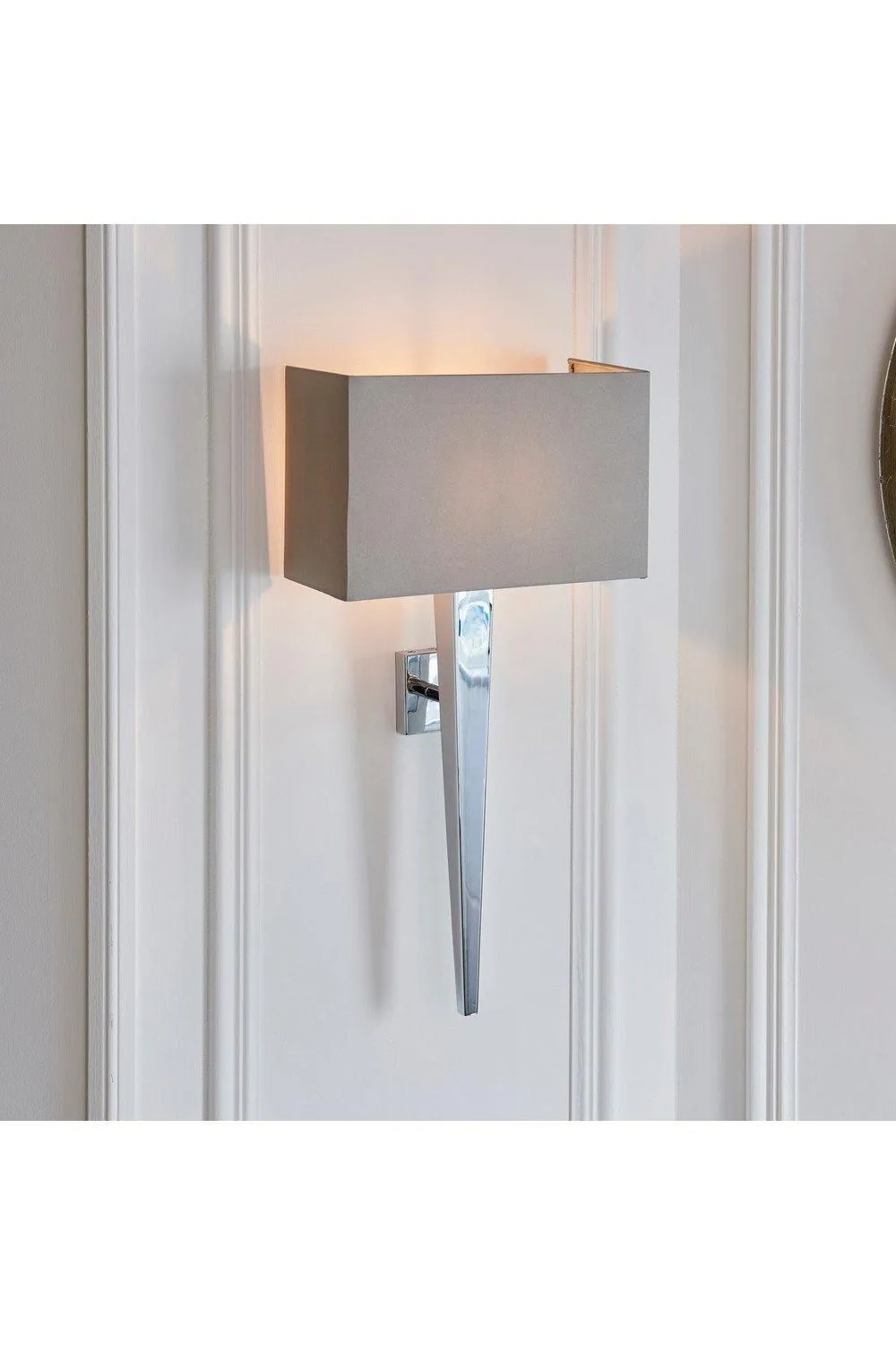 Netlighting Moreto 1 Light Indoor Wall Light Chrome with Grey Silk Effect Shade B22 5