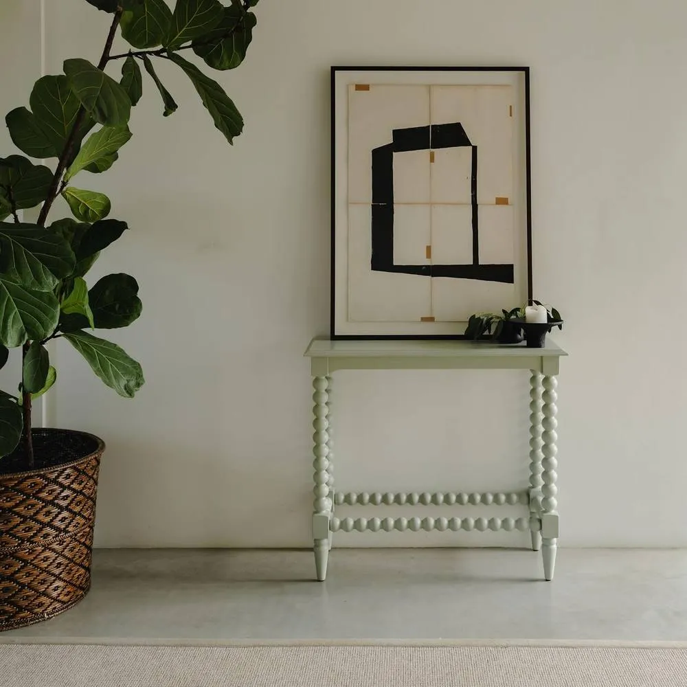 Statement Furniture Cromwell Small Console table with Bobbin Design in Light Green 1