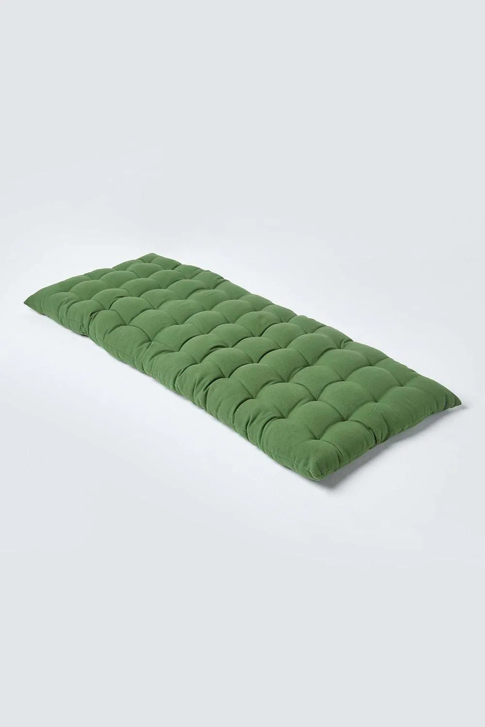 Homescapes Garden Bench Cushion Luxury 2 Seater Cotton Indoor Outdoor Pad, 108 x 42cm in Dark Olive 1