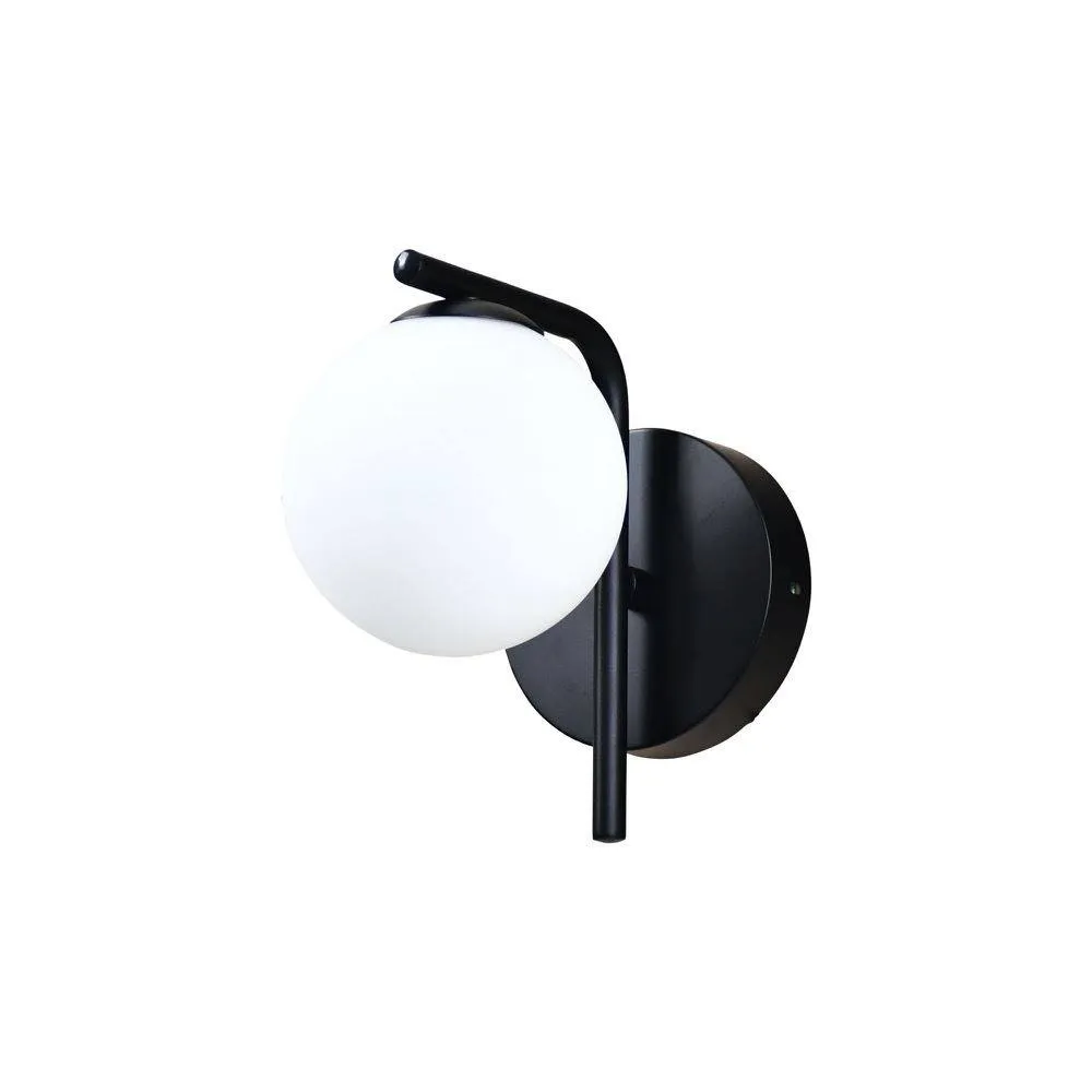 First Choice Lighting Grosvenor - Black Wall Light with Glass Globe