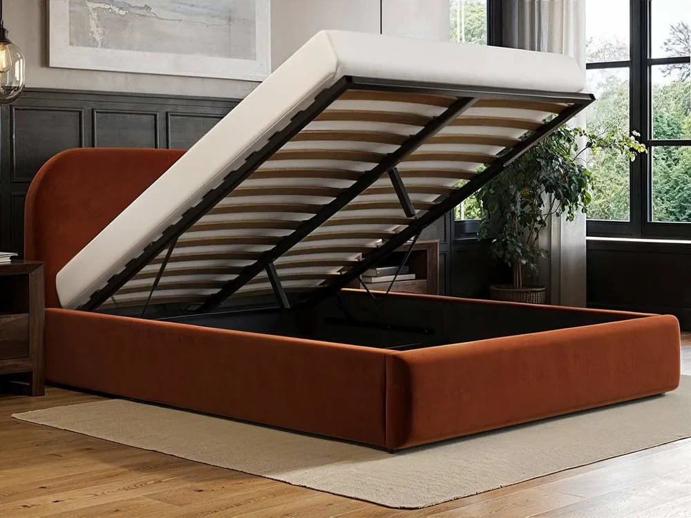 Flair Alba Ottoman Bed Burnt Orange Velvet 2