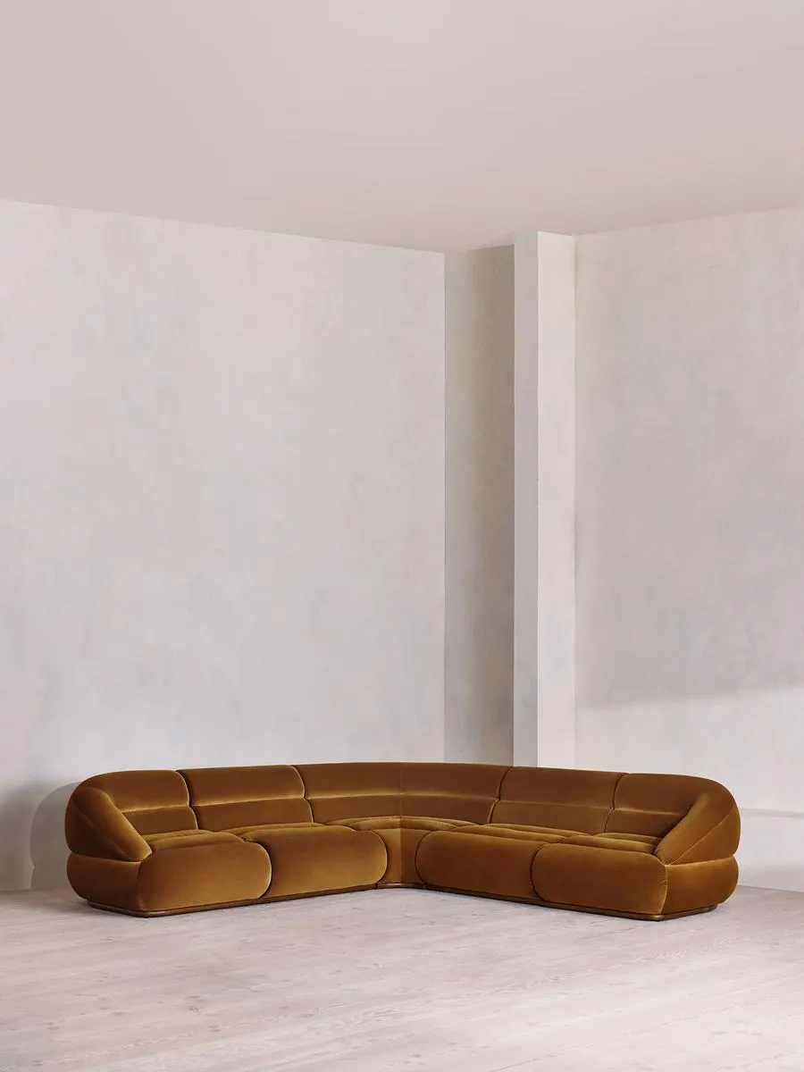 Edison Modular Sofa, Corner Sofa, Velvet, Mustard