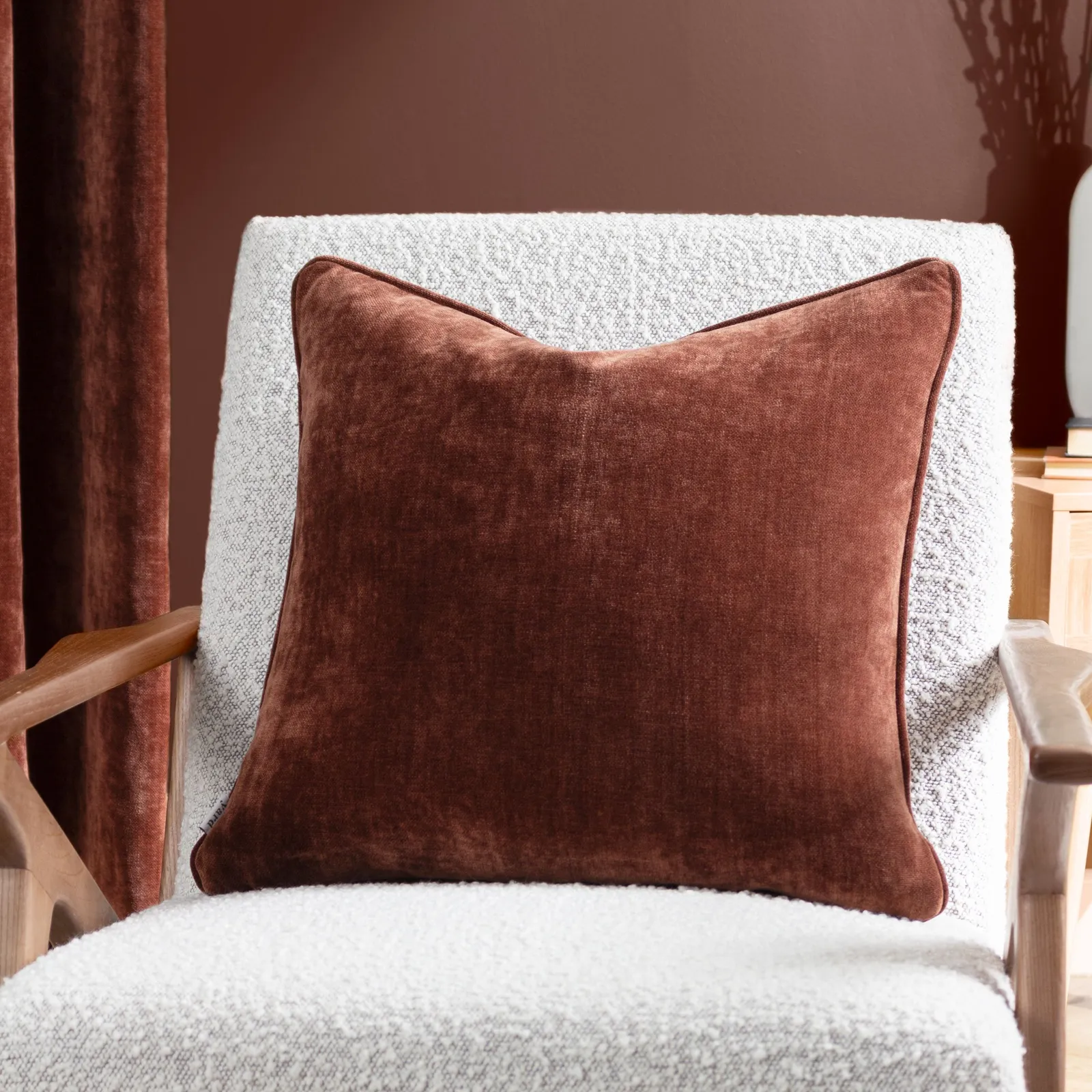 Yard Heavy Chenille Woven Piped Cushion in Burnt Orange 1