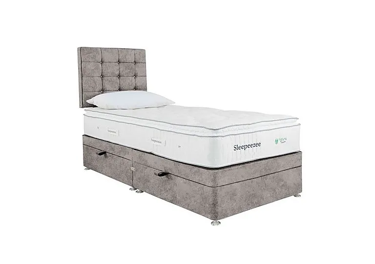 Natural Touch 2000 Pillowtop Side Ottoman Divan Set - Single - Daytona Silver