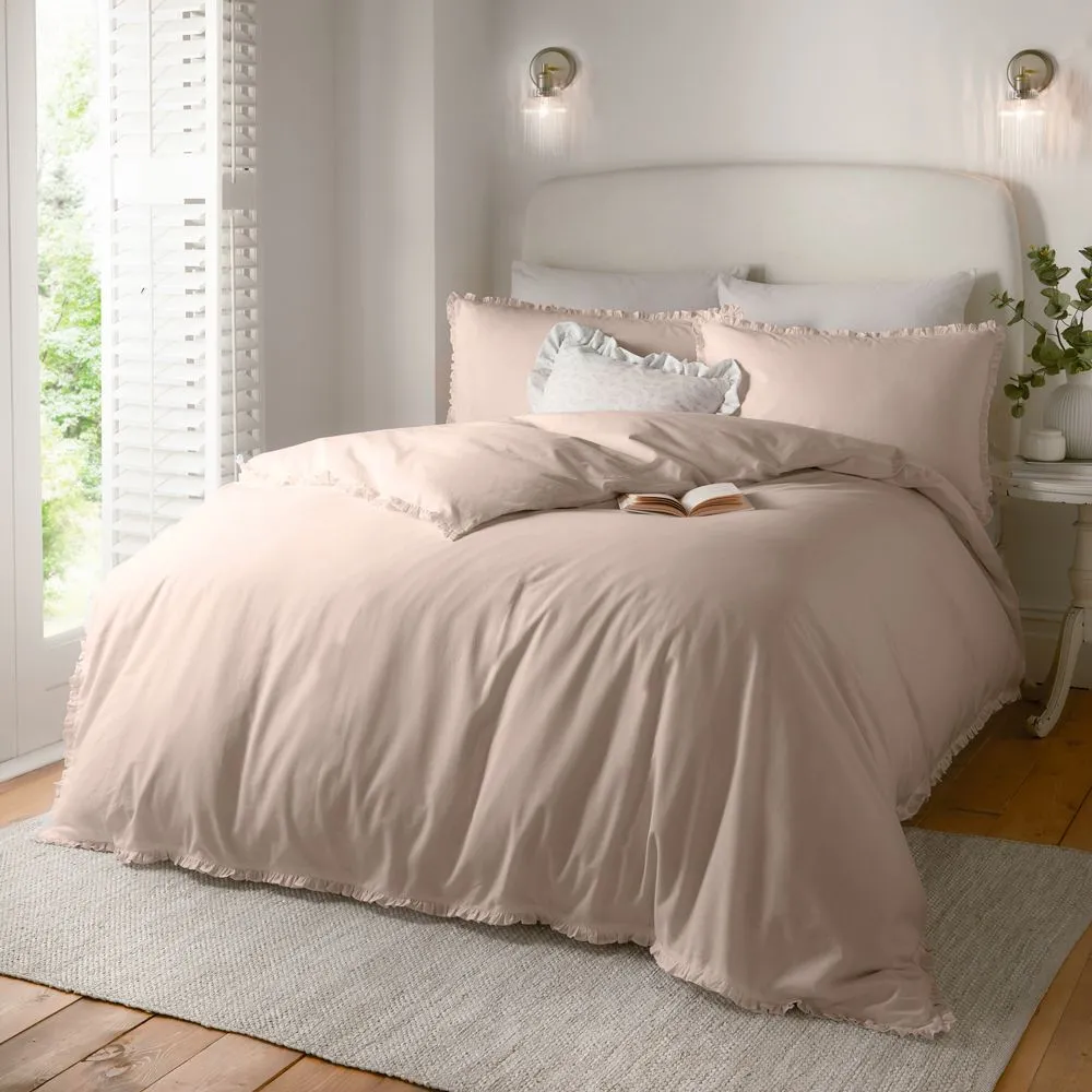 Wylder Tilly 100% Cotton Ruffle Duvet Cover Set in Dusty Pink 1