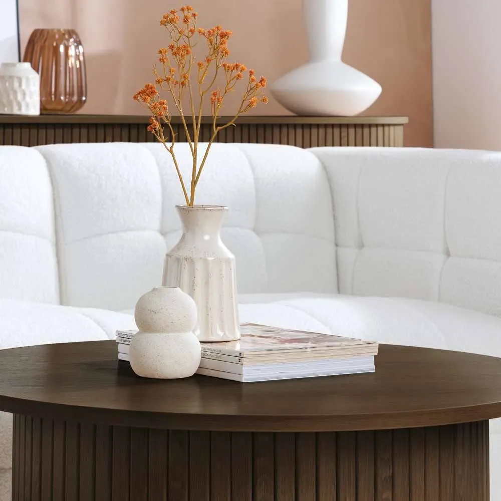 Birlea Axel Round Fluted Coffee Table in Brown 2