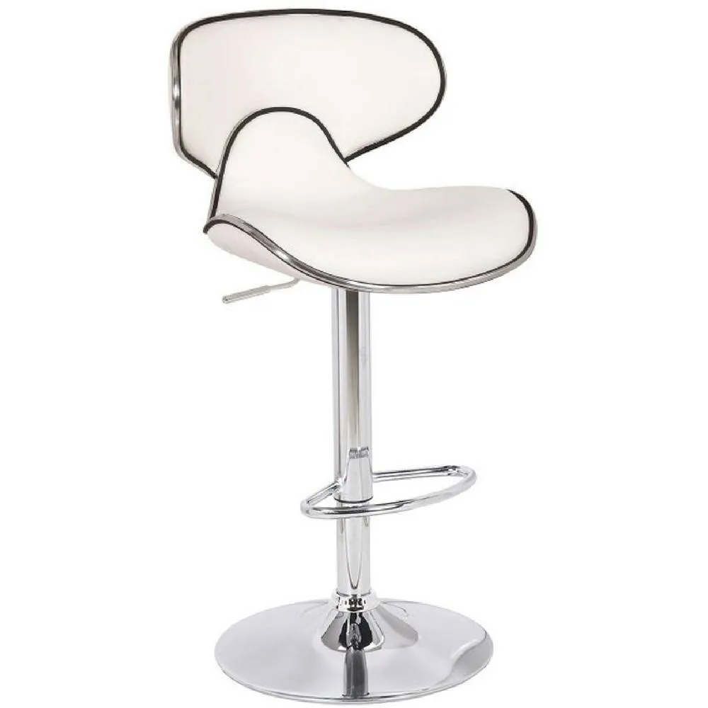 netfurniture Dove White Kitchen Bar Stool Padded Back Height Adjustable