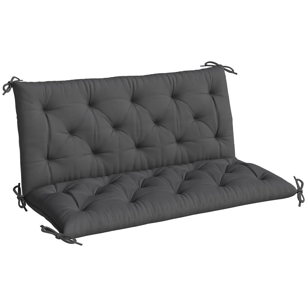 OUTSUNNY Garden Bench Cushion, Seat Pad with Ties, Black 2