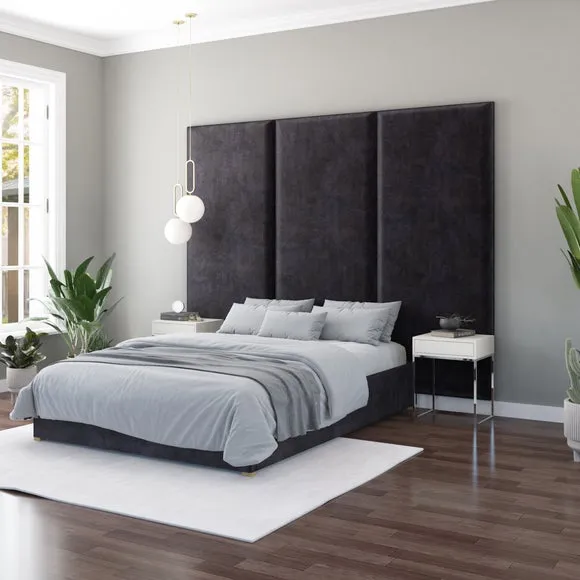 Hanging Wall Panel Dual Mount Plush Velvet Headboard 5