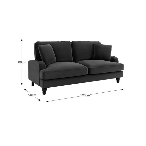 Beatrice Matte Velvet 3 Seater Sofa 3