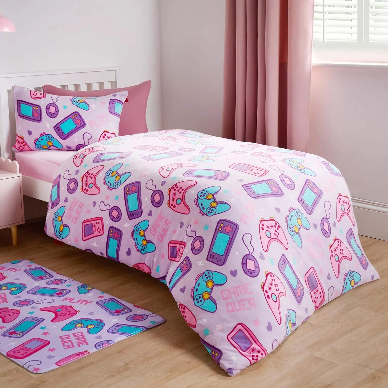 OHS Gaming Fleece Duvet Cover Set Bedding Quilt Warm in Purple