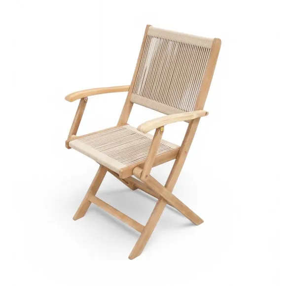 London Square Folding Outdoor Bistro Set with 2 Rope Chairs 4