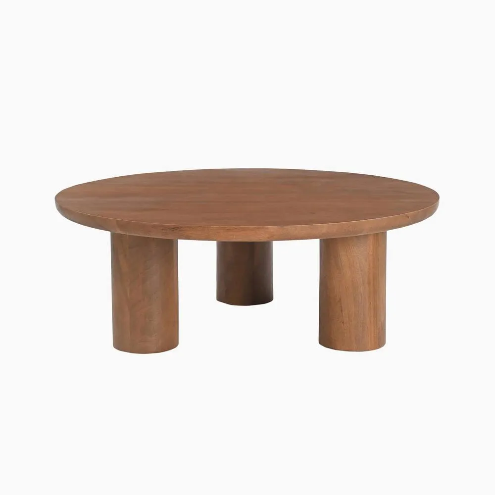 FurnitureboxUK Teton Round Wood 3 Leg Coffee Table in Walnut 2