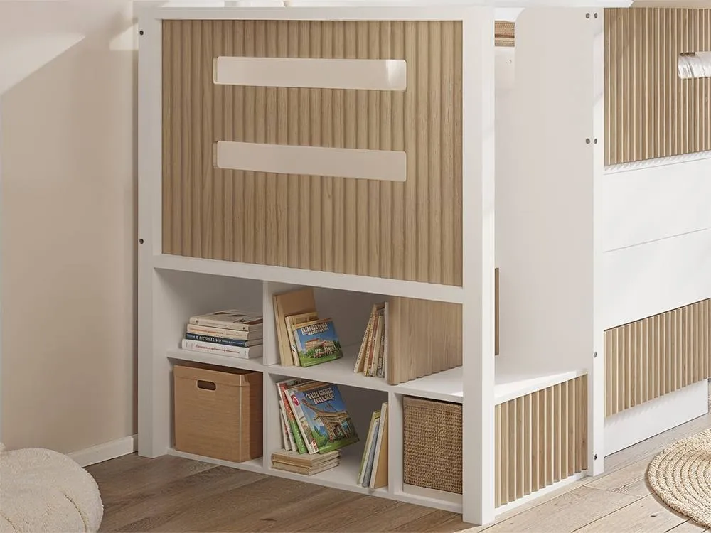 Flair Luca Ribbed Mid Sleeper with 3 Drawer Chest in Light Oak 3