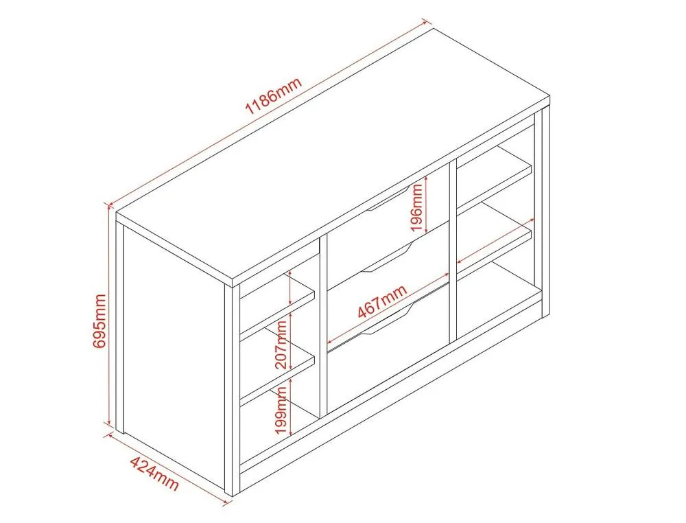 Flair Charlie Drawer Unit with Shelves & 3 Drawers in White 5