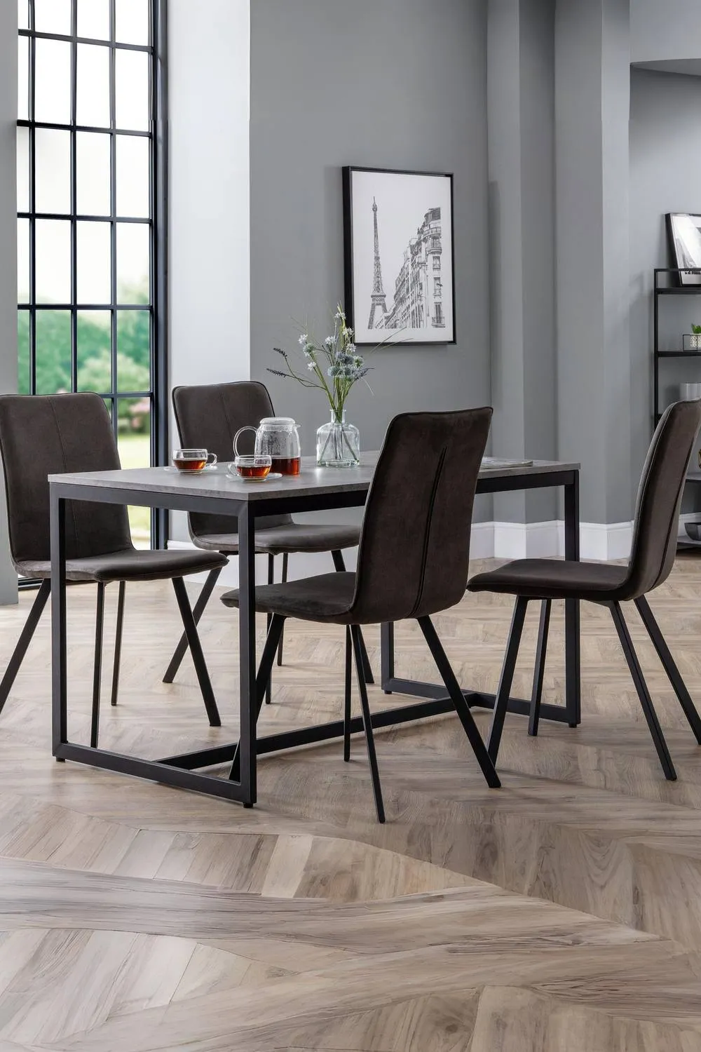 Julian Bowen Staten Rectangular 4-6 Seater Dining Table in Grey 4