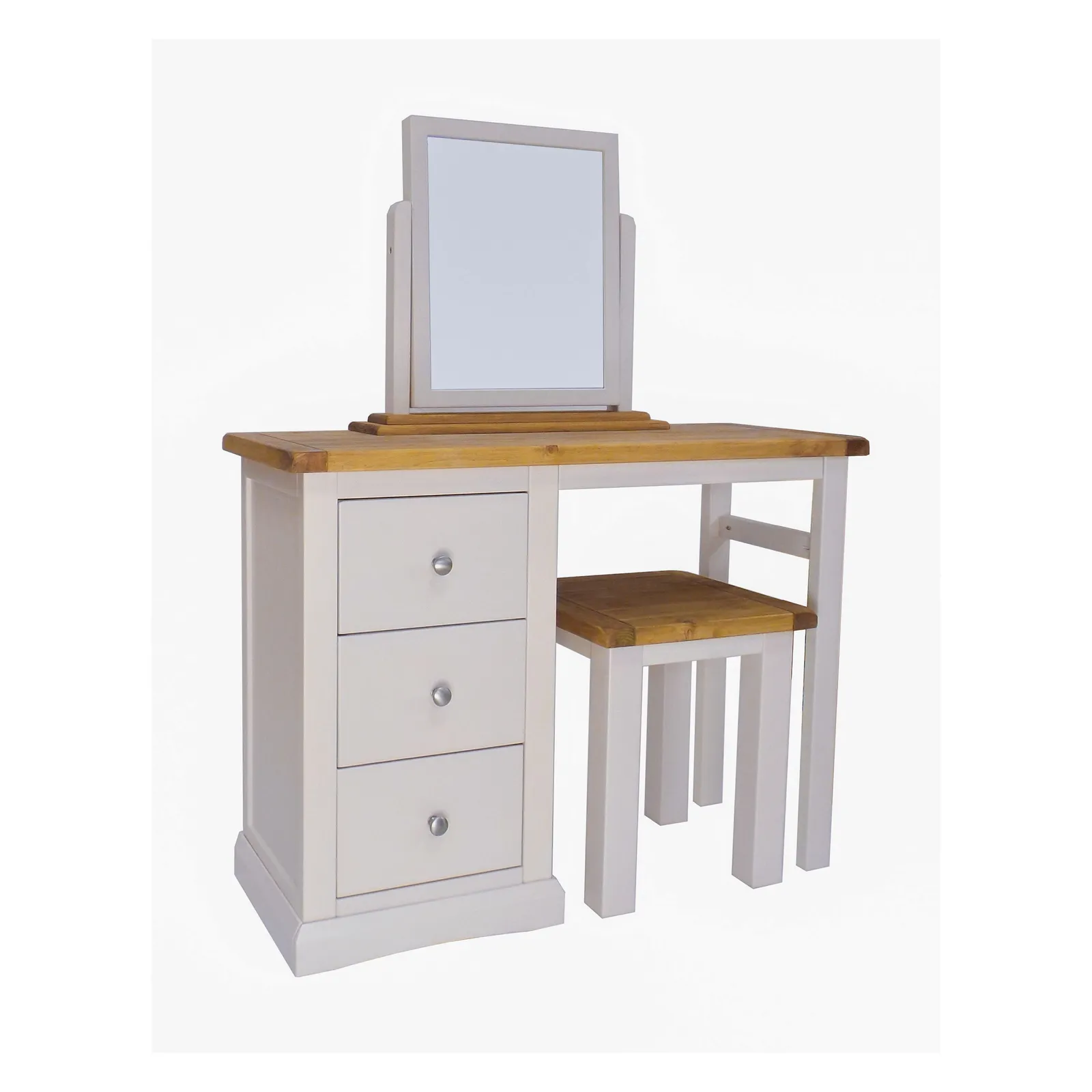 Cabinet Bits Loreo 3 Drawer Dressing Table Set Chrome Knob in Light Grey