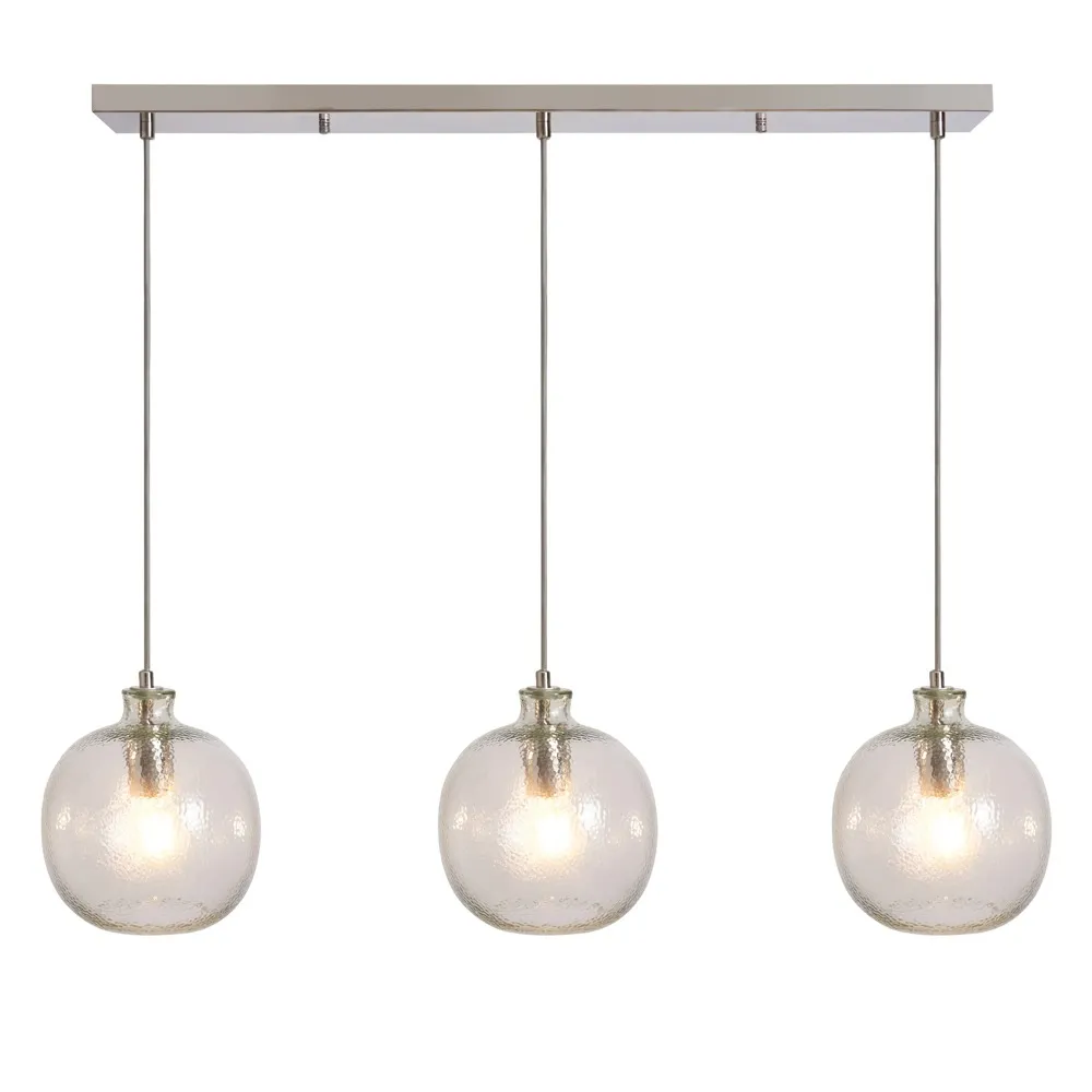 Alfie Bobble Glass 3 Light Pendant Bar, Clear