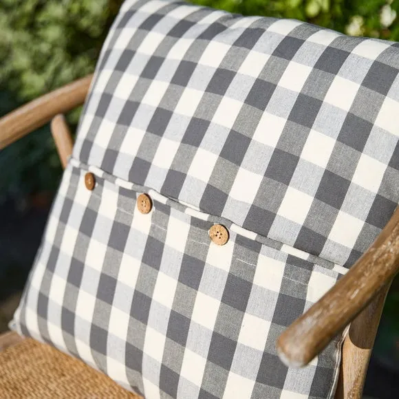 Gingham Buttoned Square Cushion 3