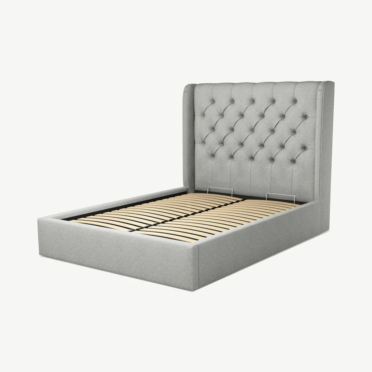 Romare Double Ottoman Storage Bed, Wolf Grey Wool