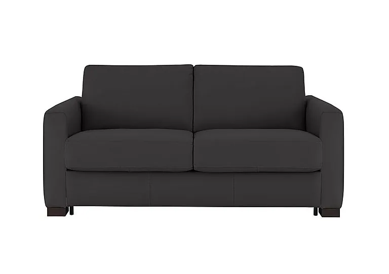 Alcova 2 Seater Leather Sofa Bed with Box Arms - Botero Nero
