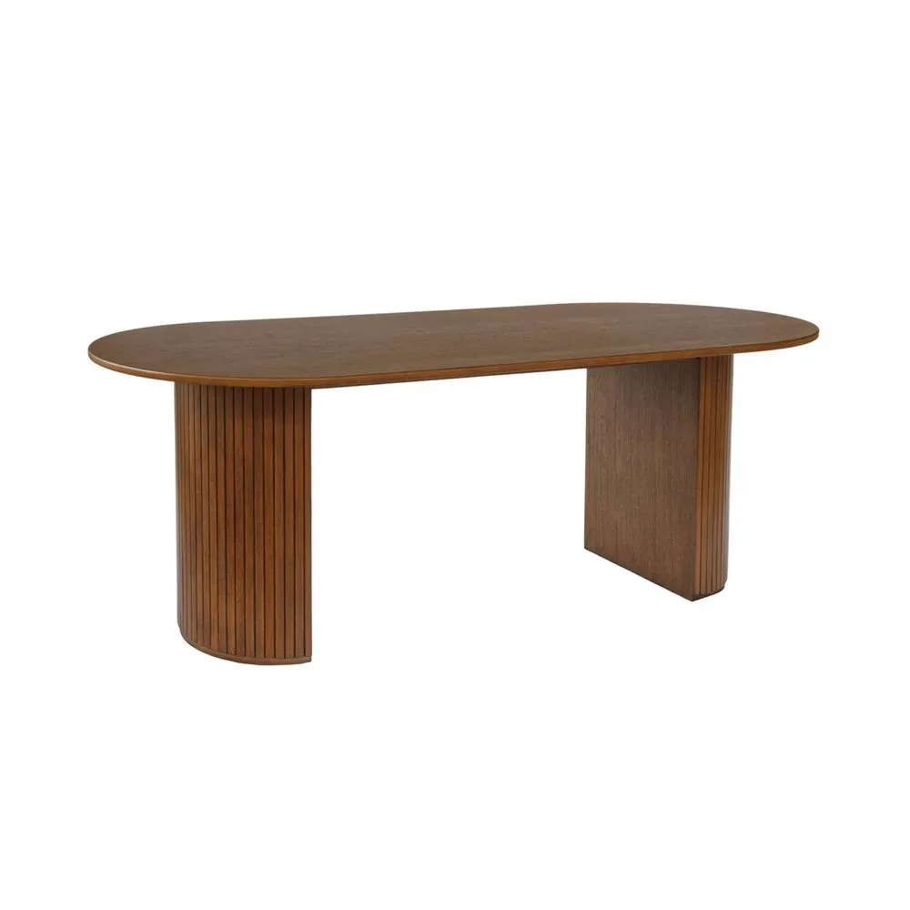 sweeek Oval dining table 200cm in rubberwood & oak veneer, seats 6-8 in Dark Brown 2