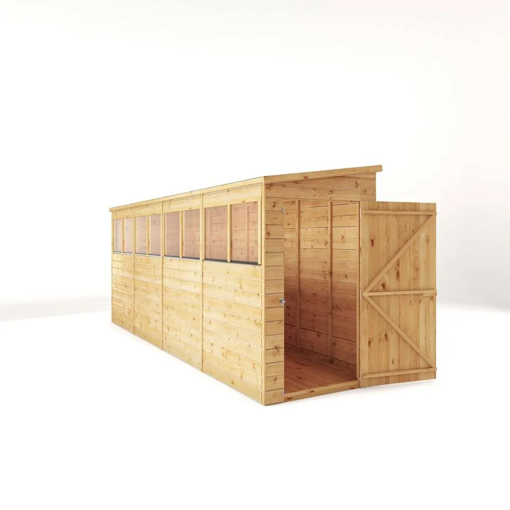 Mercia 16 x 4 Feet Modular Shiplap Pent - Wood - L488 x W127.9 x H203.3 cm in Light Brown 2