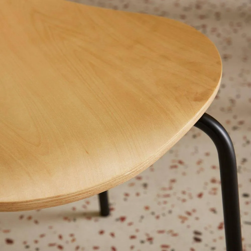 sweeek Set Of 4 Retro Wooden Stacking Chairs in Light Brown 3
