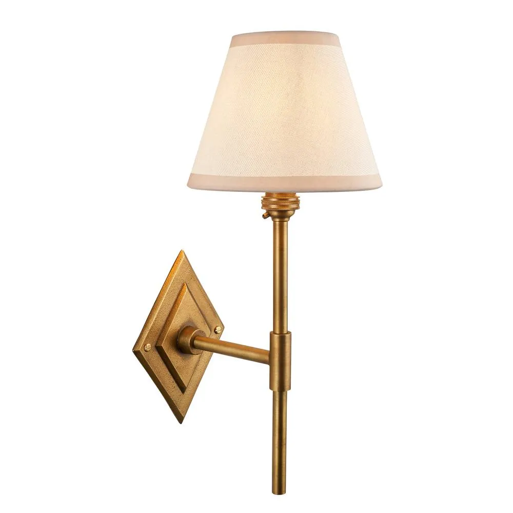 Netlighting Diamond Tall & Ivy 16cm Wall Lamp Antique Brass Vintage White in Gold