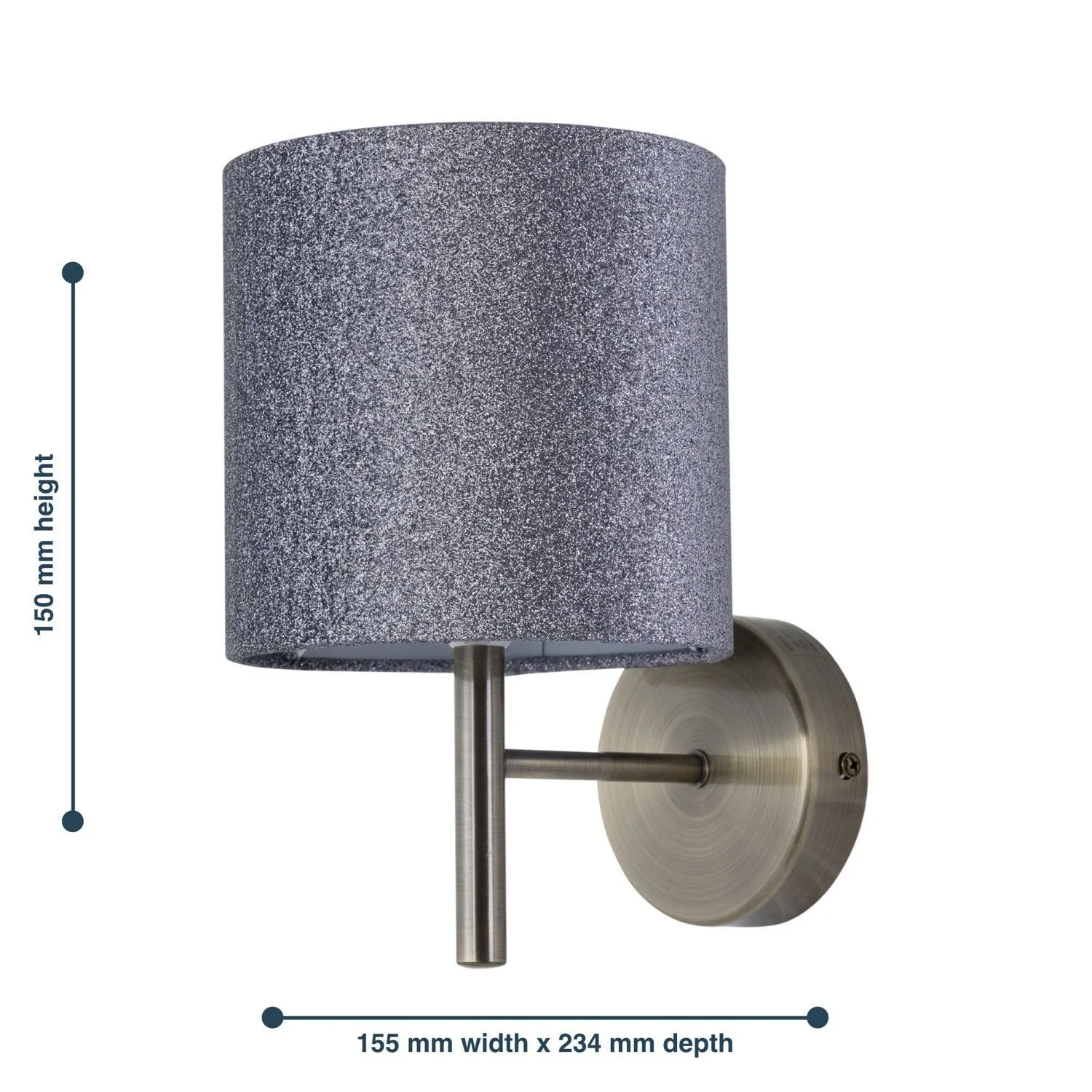 First Choice Lighting Brea - Antique Brass Wall Light with Silvery Glitter Shade in Gold 5