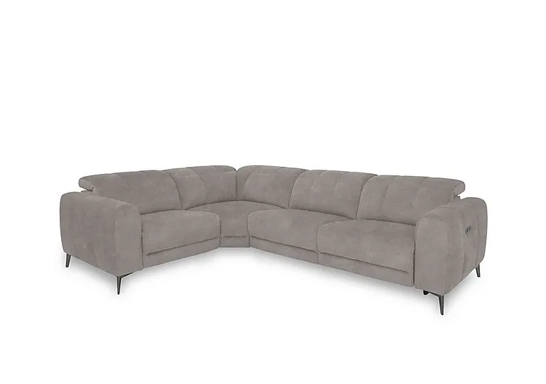 Ezra Fabric Power Recliner Left Hand Facing Corner Sofa with Power Headrest - Dexter Stone