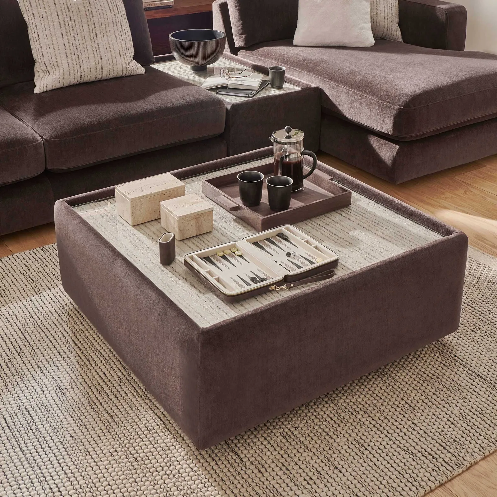 Bosham Square Glass Top Table, Brown | Barker & Stonehouse 2