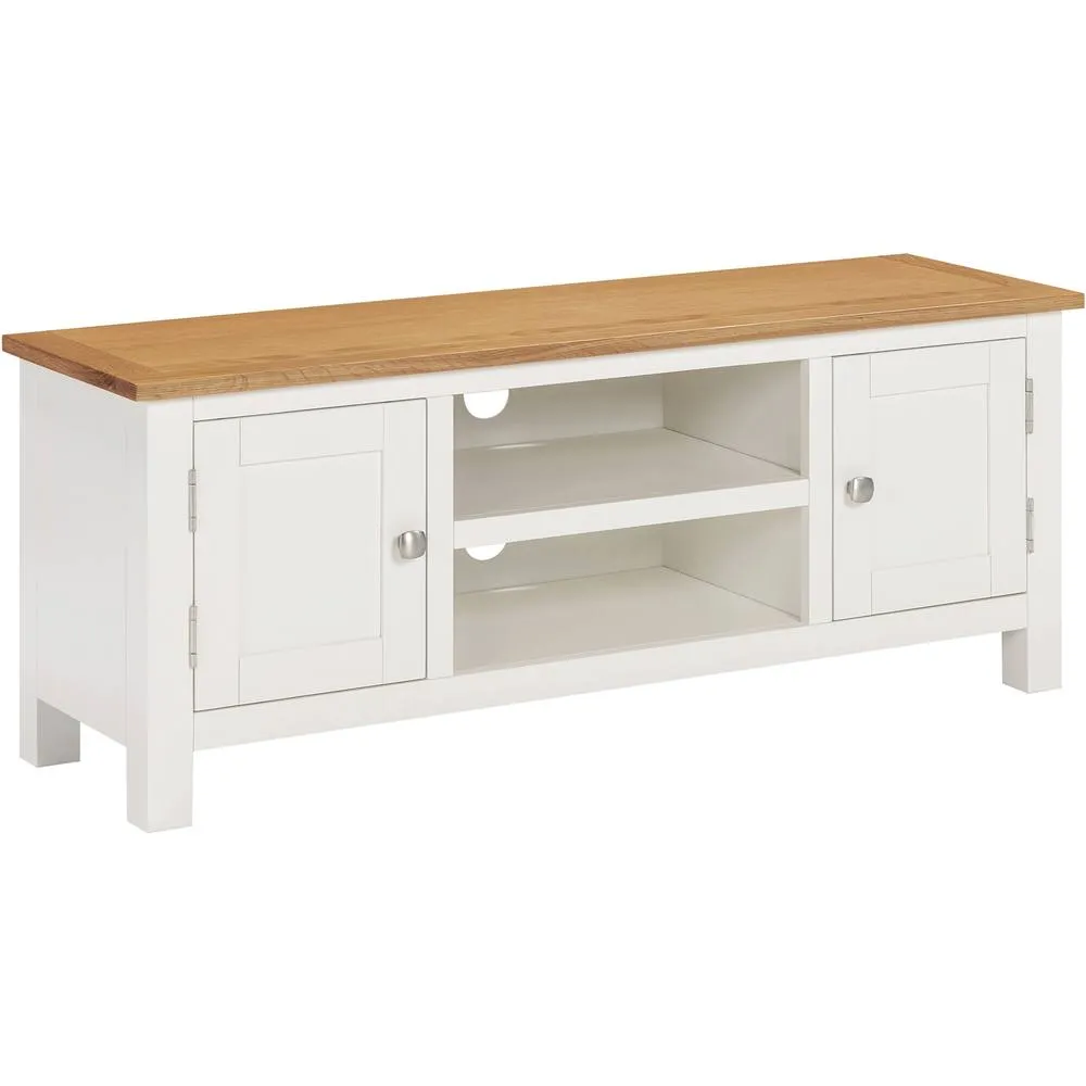 Seconique Cambridge 2 Door Tv Unit - Linen/Oak (Fully assembled) in White 2