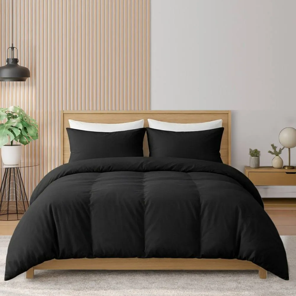 Pamposh 400TC Egyptian Cotton Duvet Cover Set Reversible Quilt Covers in Black