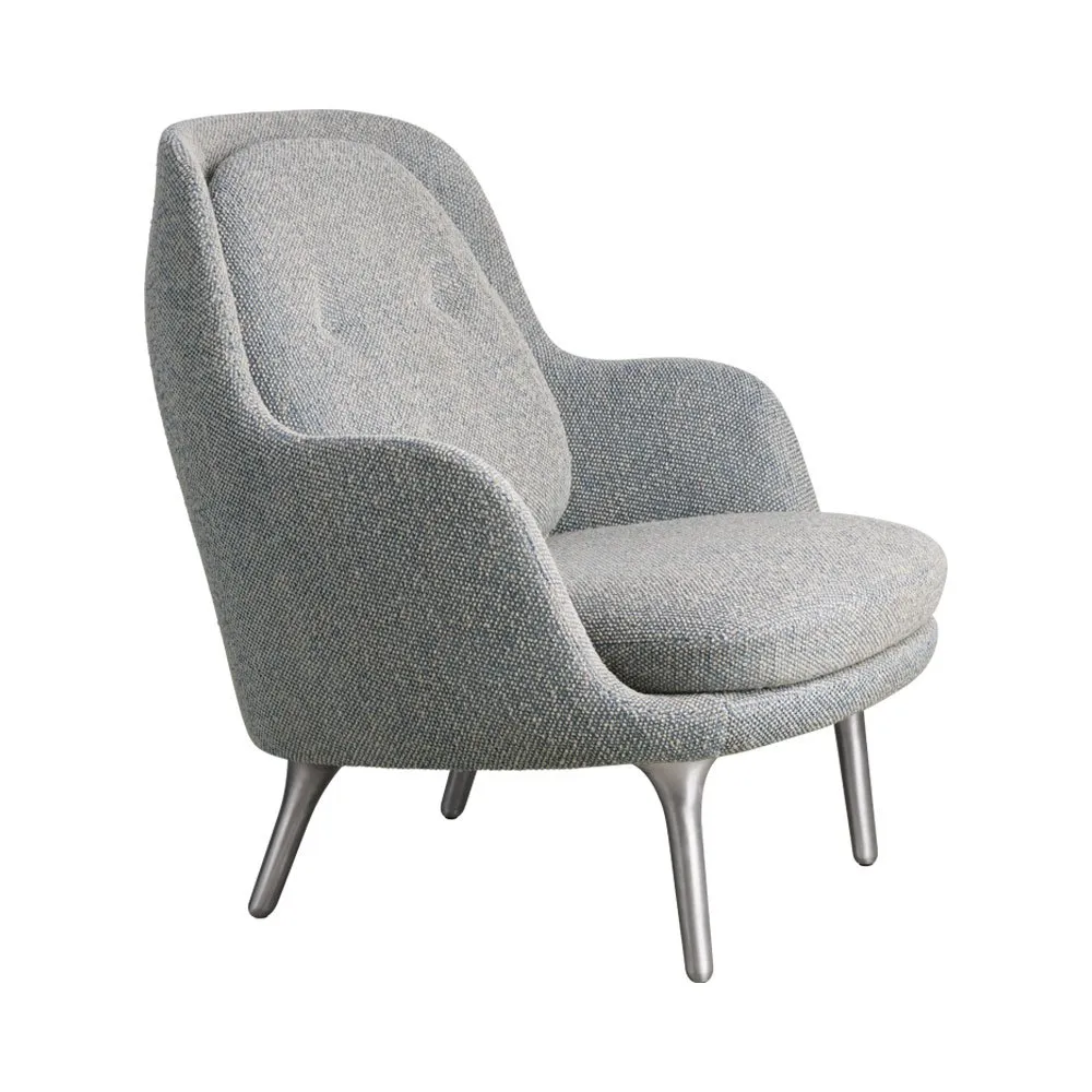 Fritz Hansen Fri Lounge Chair Safire Fabric Aluminium Legs 1