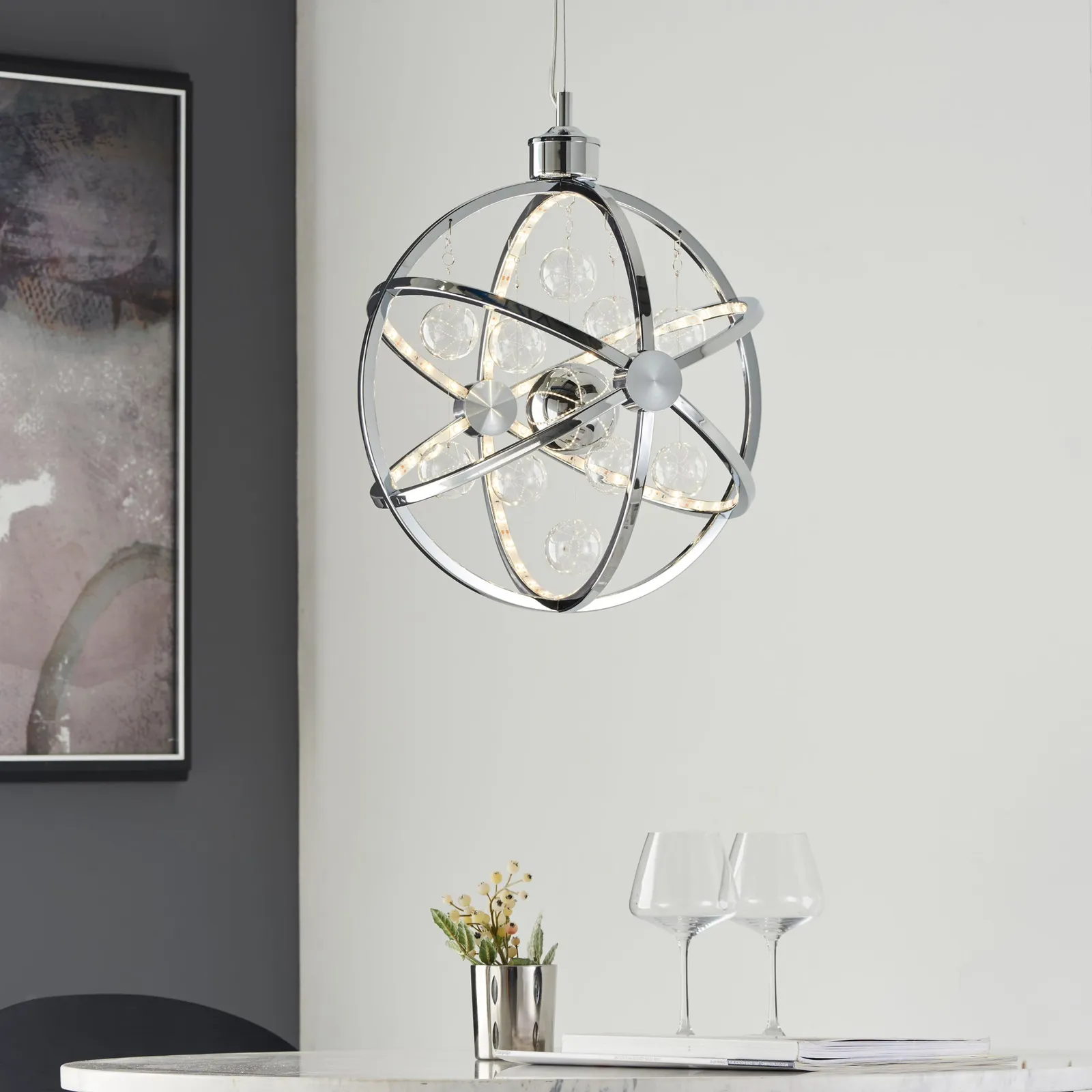 Vogue Pandale Integrated LED Pendant Fitting Chrome