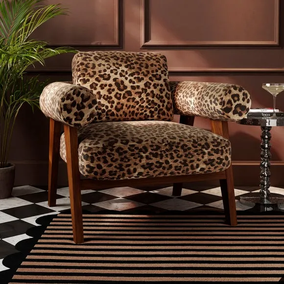 Brynn Leopard Print Velvet Accent Chair