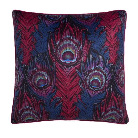 Laurence Llewelyn-Bowen Dandy Peacock Jacquard Square Filled Cushion 2