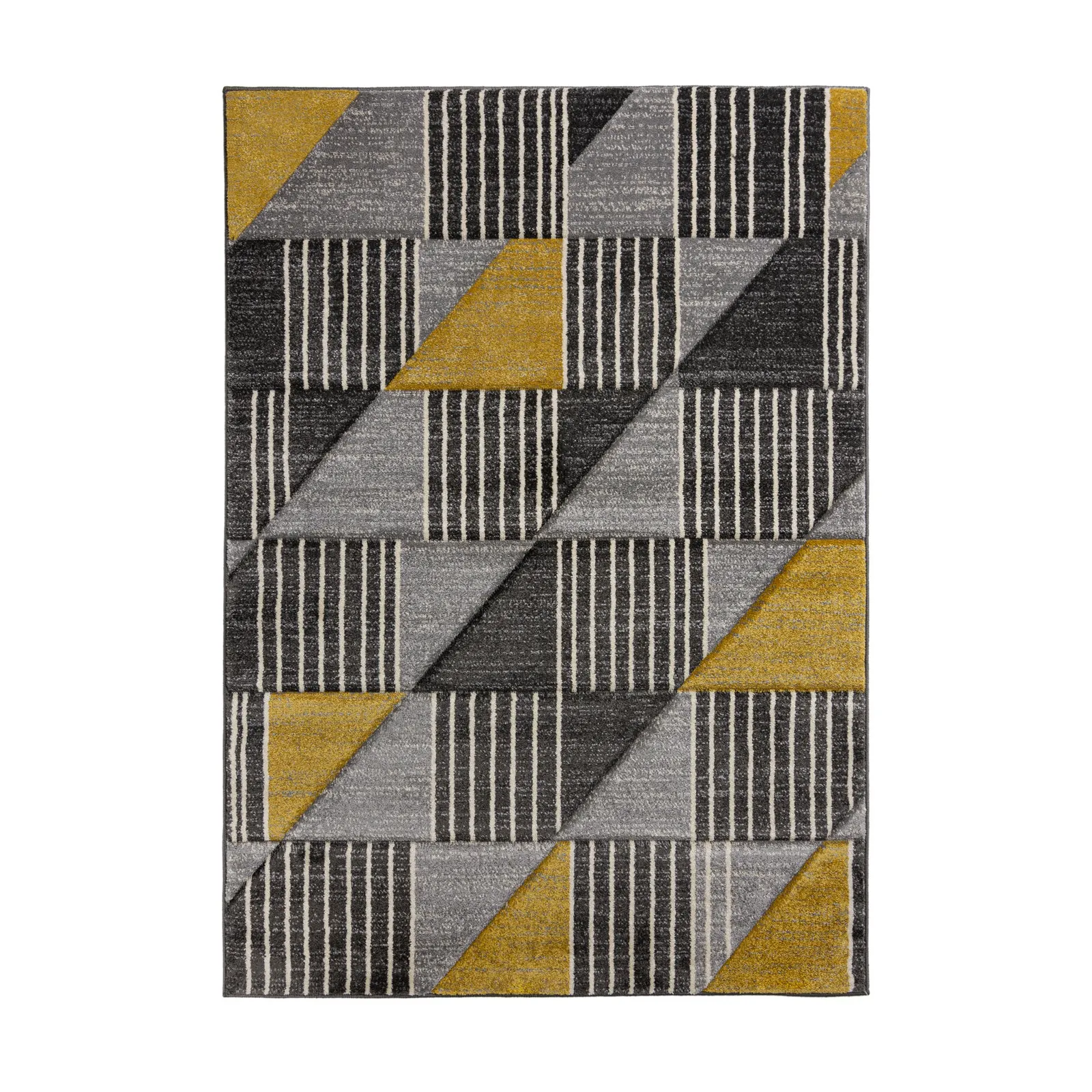 Velocity Geometric Rug Yellow, Grey and White