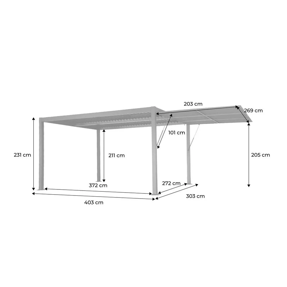 sweeek Louvered pergola 4x3m & 3m awning in Dark Grey 5