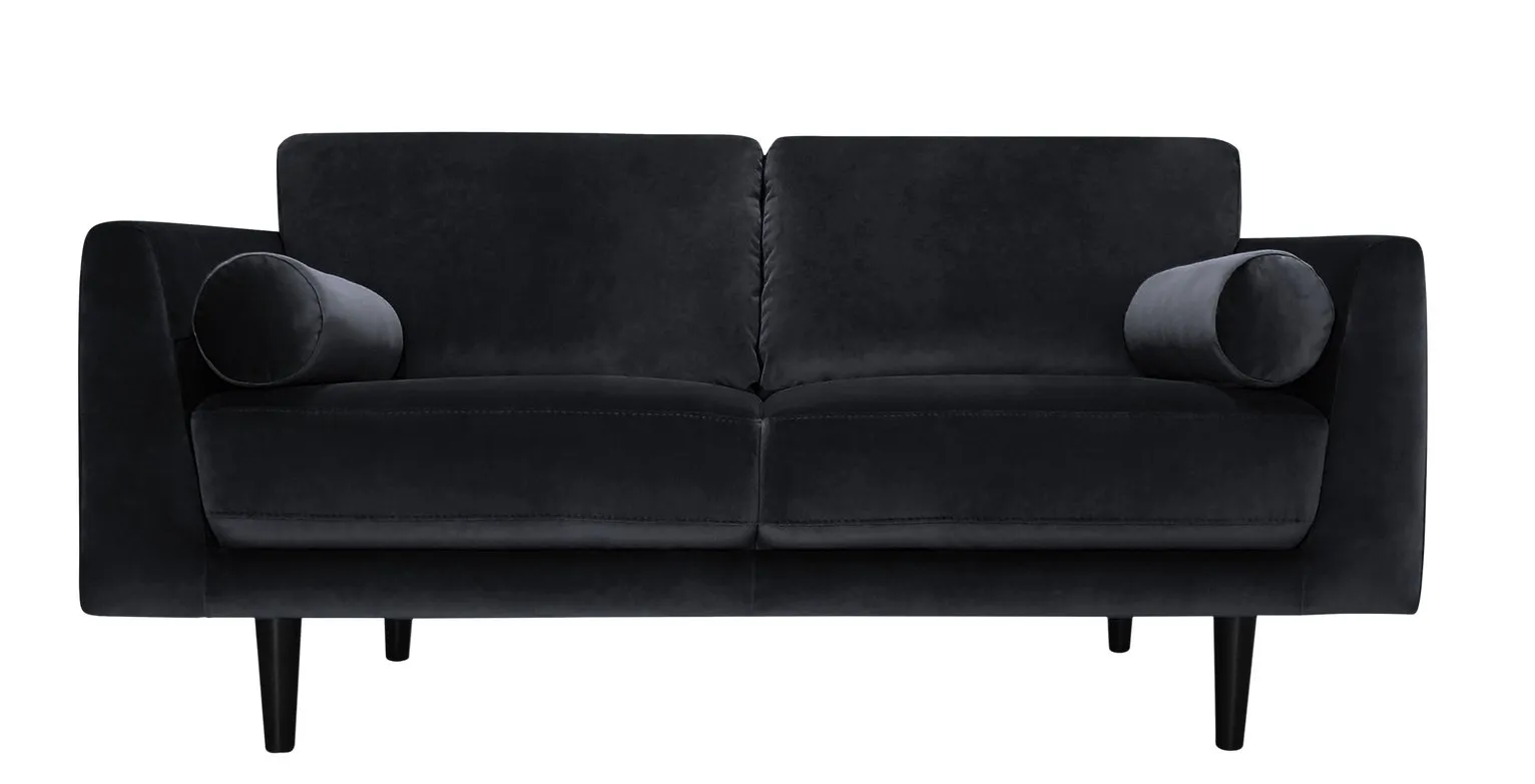 Habitat Jackson 3 Seater Velvet Sofa - Black