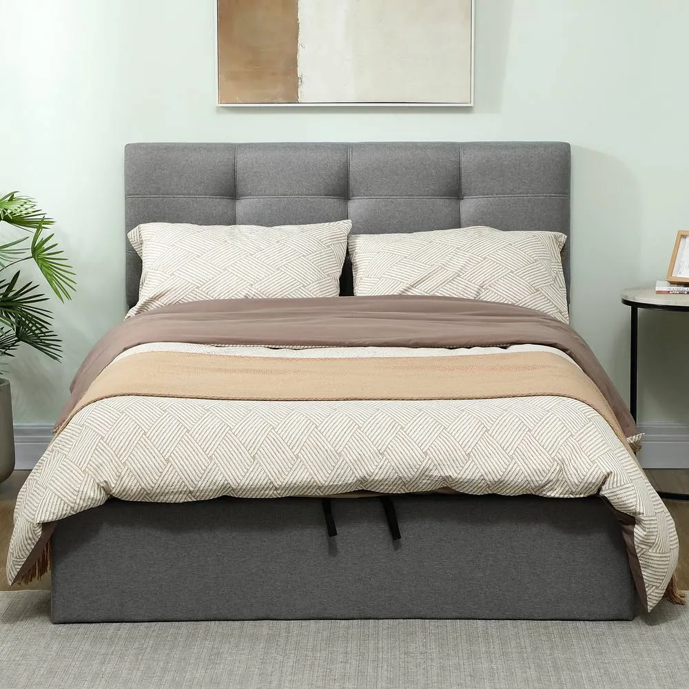HOMCOM Upholstered Ottoman Bed, Storage Bed Frame, Grey
