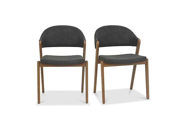 Stratford Pair of Fabric Dining Chairs - Dark Grey