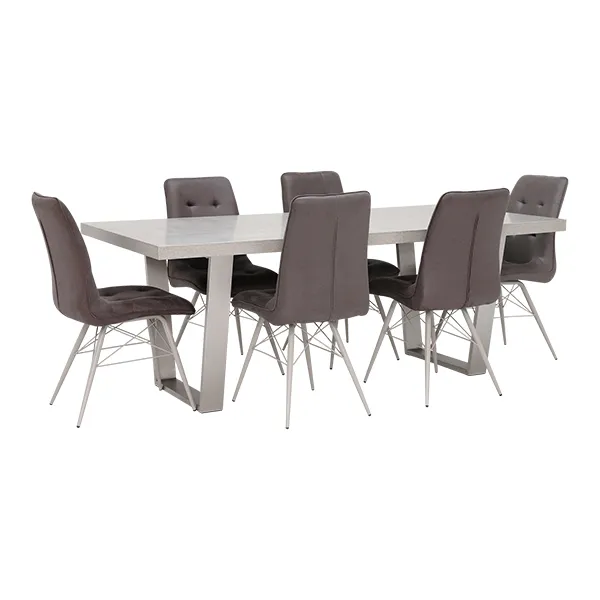 Halmstad Dining Table and 6 Hix Chairs  Grey