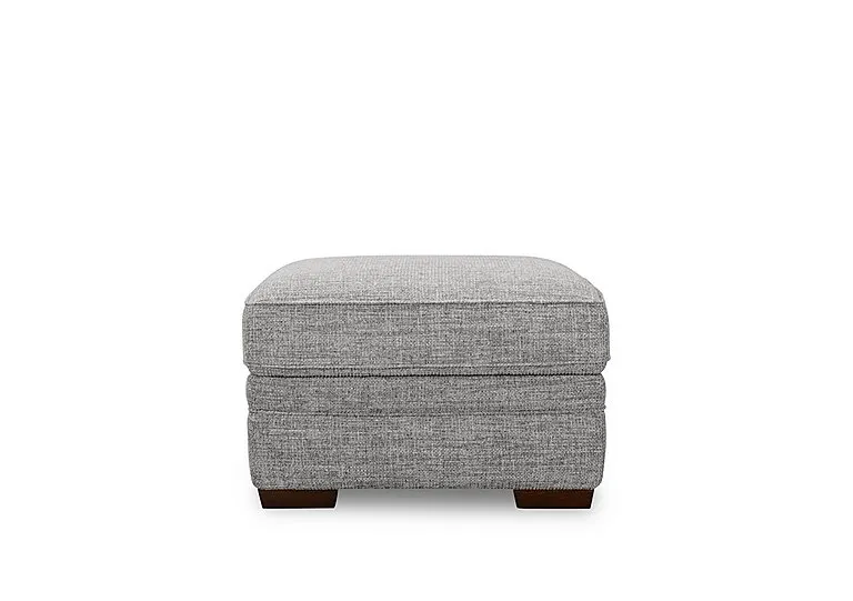 Carrick Rectangular Fabric Storage Footstool - Slate - Living Room Furniture