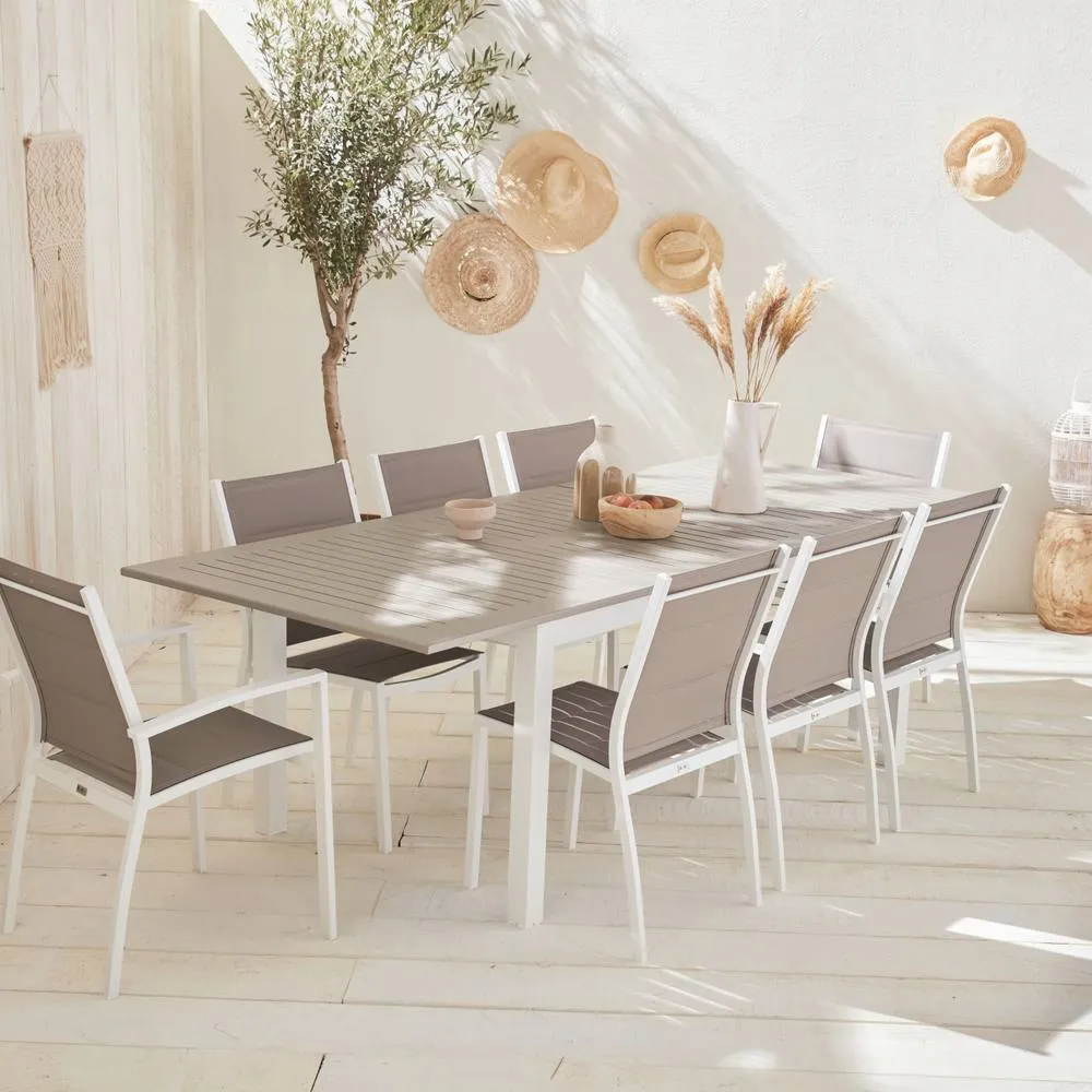 sweeek 8-seater Extendable Aluminium Garden Table Set With Chairs in Brown 6